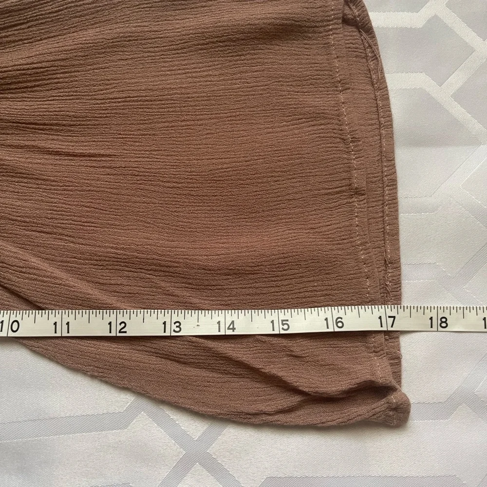 Noble U Lace Trim Bell Sleeve Peplum Top Brown Women's Small